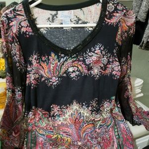 Floral Boho 3/4 sleeves sheer